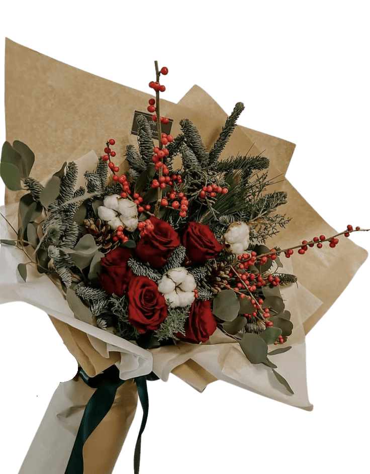 Crimson Festive Rose Bouquet