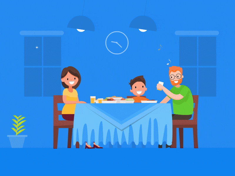 Happy family receiving gifts